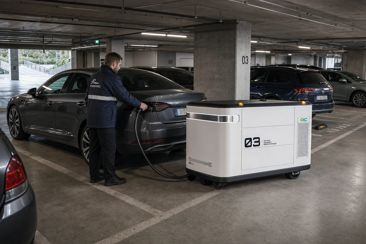 Mobile EV charging for parking and on-demand charging