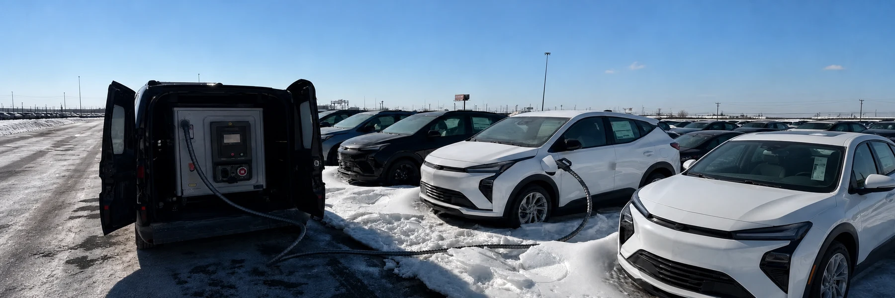 Mobile EV charging fleet support in snowy New Jersey weather