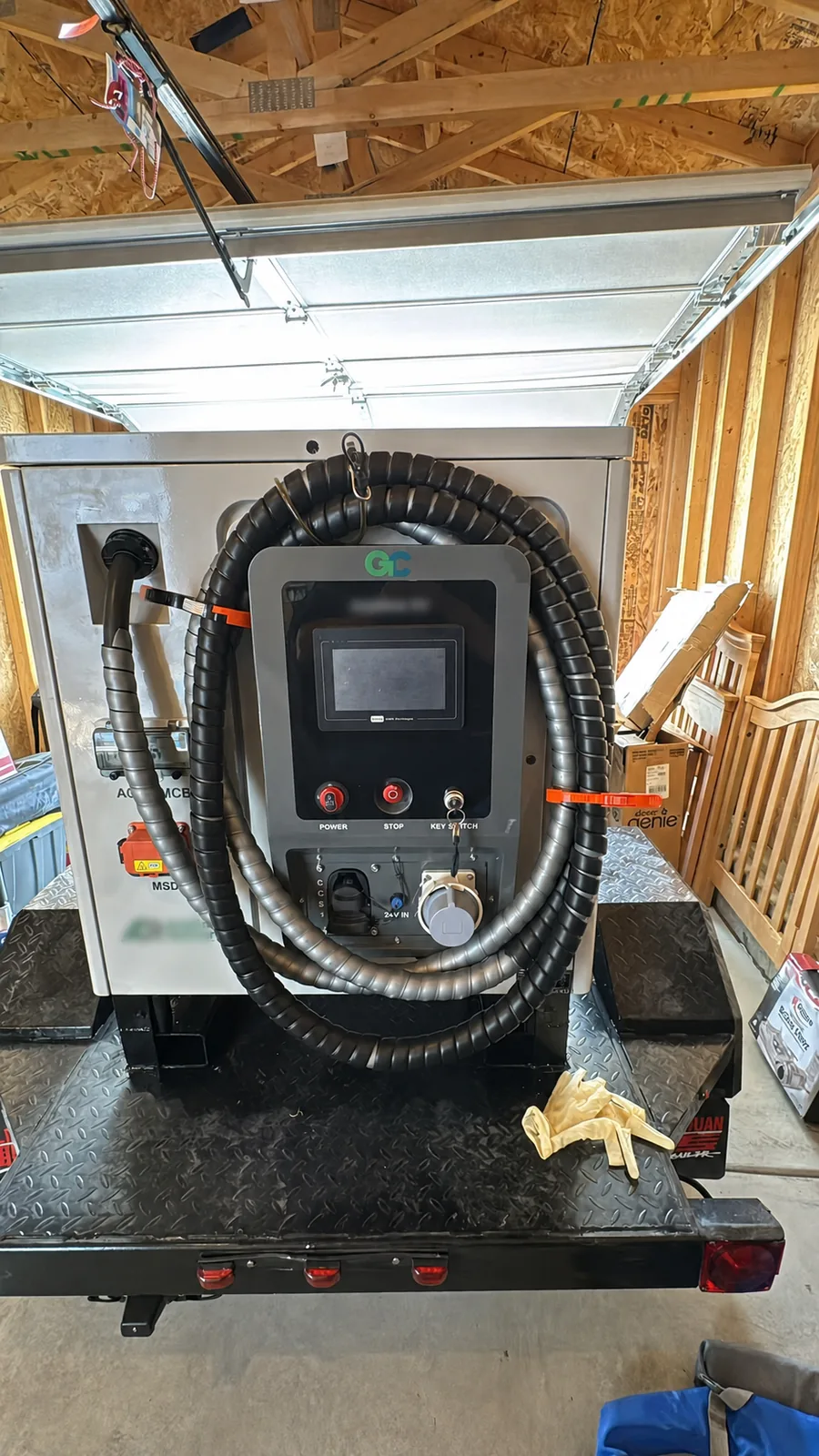 LiCharger 75 kWh 60 kW mobile DC fast charger mounted on a roadside assistance trailer