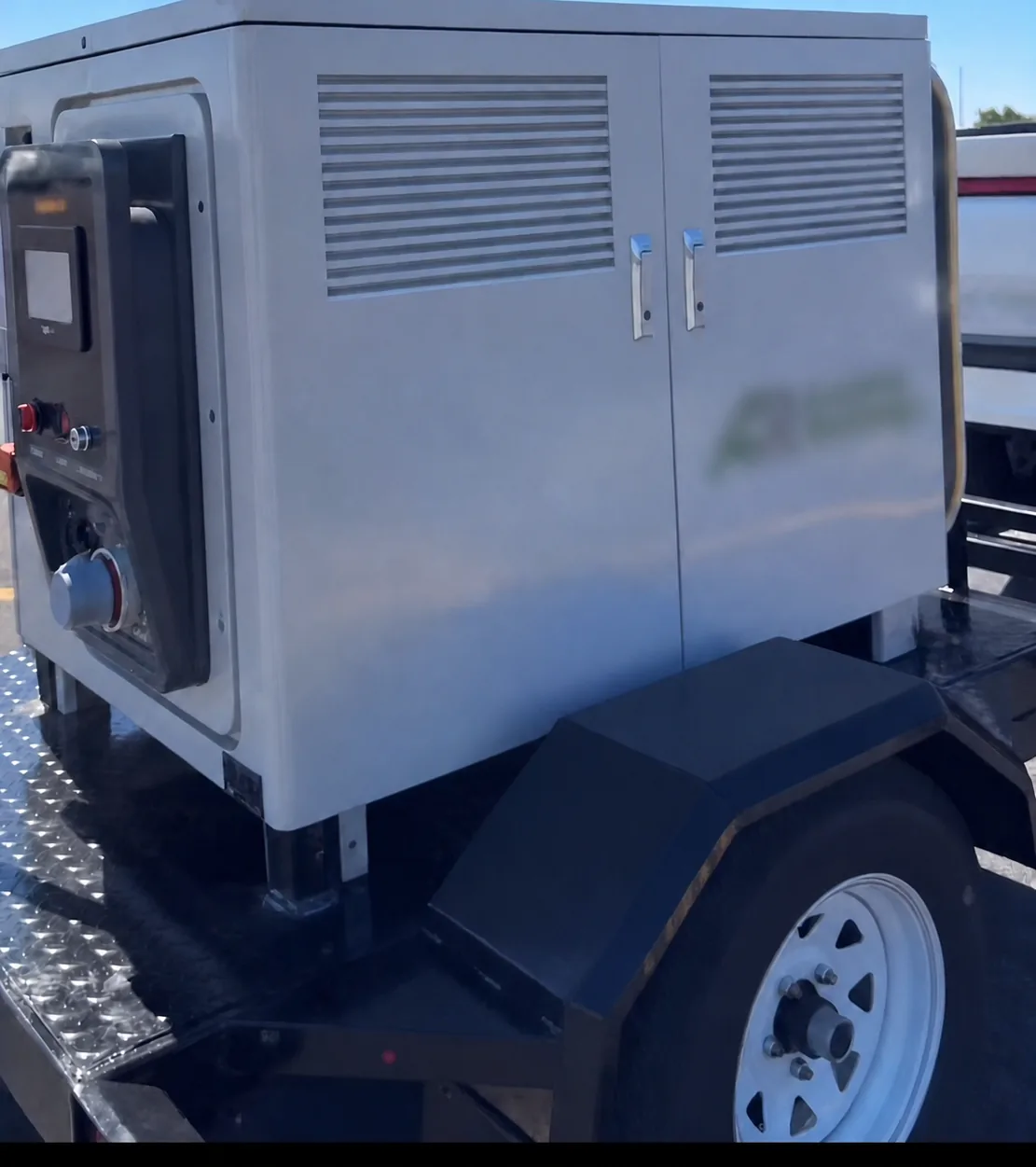 Trailer-mounted LiCharger mobile EV charger configured for a confidential US roadside assistance customer